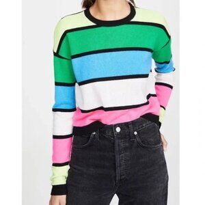 PRVLG Threads of Privilege Cashmere Neon Stripe Crop Sweater Size S